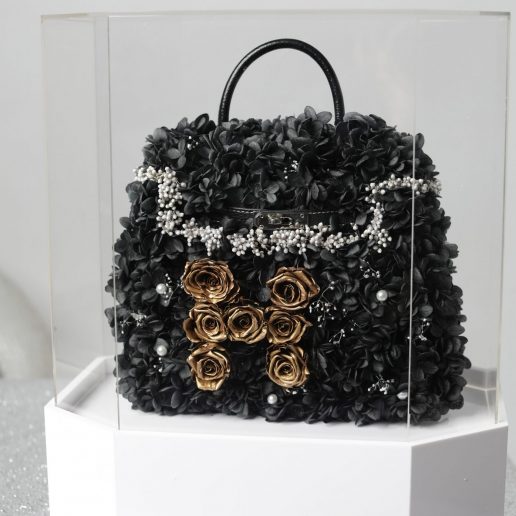 Hydrangea Kelly Bag – Black